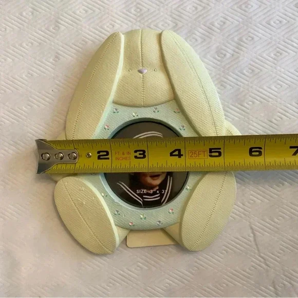 New! Vintage Pair Papel Ceramic Baby Child Photo Frames 3x3 & 2x3 Bunny Giraffe - Picture 7 of 16